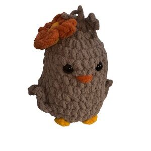 Hand Made Gray Hen with Orange Flower NWOT